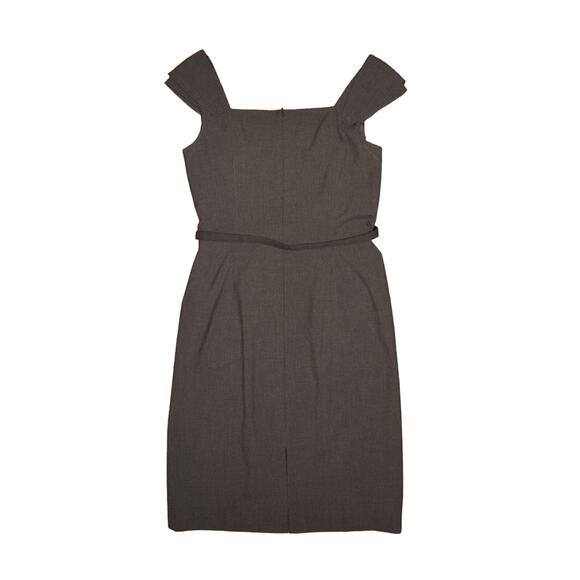 TAHARI ASL $129 Square Neck Knee Length Belted Sheath Dress Gray Size 8‎ - Picture 2 of 3